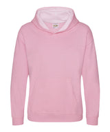 Kids varsity hoodie — Baby Pink/Arctic White