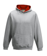 Kids varsity hoodie — Heather Grey/Fire Red