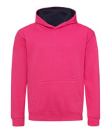 Kids varsity hoodie — Hot Pink/French Navy