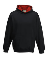 Kids varsity hoodie — Jet Black/Fire Red