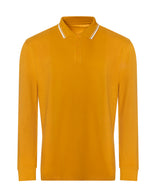 Long sleeve tipped 100 polo — Mustard/White