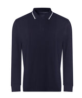 Long sleeve tipped 100 polo — Oxford Navy/White