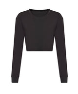 Women's long sleeve cropped T — Heather Black