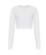 Women's long sleeve cropped T — Solid White