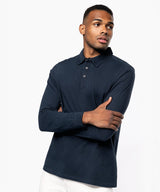 Jersey knit long sleeve polo shirt — lifestyle