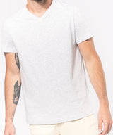 Men's short-sleeved V-neck T-shirt — lifestyle