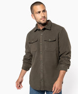 Sherpa-lined fleece overshirt — lifestyle