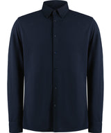 Long sleeve Superwash® 60° piqué shirt (tailored fit) — Navy