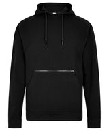 Regular fit piqué hoodie with zipped pocket — Black