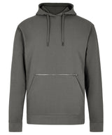 Regular fit piqué hoodie with zipped pocket — Dark Grey