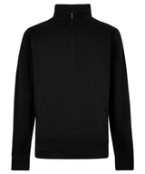 Regular fit 1/4-zip piqué sweatshirt — Black