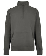 Regular fit 1/4-zip piqué sweatshirt — Dark Grey