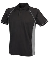 Piped performance polo — Black/Gunmetal Grey†