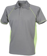 Piped performance polo — Gunmetal Grey/Lime