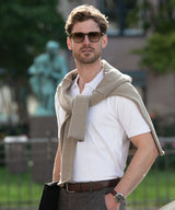 Harvard v-neck – stretch deluxe polo — lifestyle