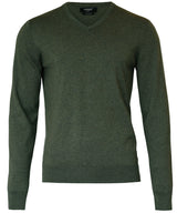 Brighton – elegant v-neck knit — Olive Melange