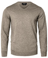 Brighton – elegant v-neck knit — Sand Melange