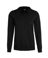 Women’s Brighton long sleeve polo – elegant knitted polo — Black