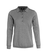 Women’s Brighton long sleeve polo – elegant knitted polo — Grey Melange