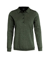 Women’s Brighton long sleeve polo – elegant knitted polo — Olive Melange
