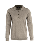 Women’s Brighton long sleeve polo – elegant knitted polo — Sand Melange