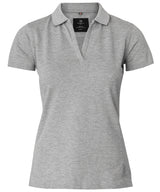 Women’s Harvard v-neck – stretch deluxe polo — Grey Melange