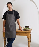 Cotton denim bib apron, organic and Fairtrade certified — lifestyle