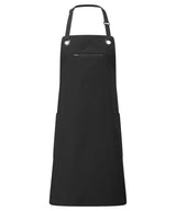 ‘Barley’ Contrast Stitch Bib Apron — Black/Charcoal