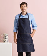 Jeans stitch bib apron — lifestyle