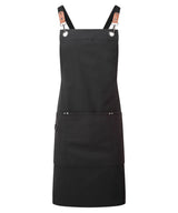 Clip ‘n’ Clasp cross-back bib apron — Black