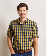 Mulligan check cotton long sleeve shirt — lifestyle