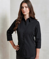 Women's ¾ sleeve poplin blouse — lifestyle