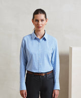 Women's Microcheck (Gingham) long sleeve cotton shirt — lifestyle
