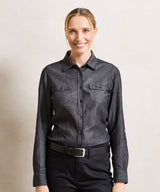 Women's jeans stitch denim shirt — lifestyle
