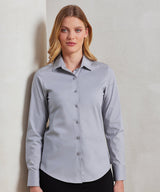 Women's stretch fit cotton poplin long sleeve blouse — lifestyle