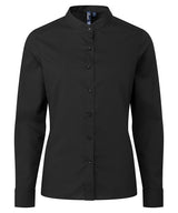Women's banded collar 'grandad' shirt — Black
