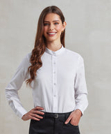 Women's banded collar 'grandad' shirt — lifestyle