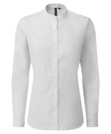Women's banded collar 'grandad' shirt — White