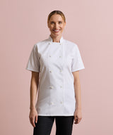 Women's short sleeve chef's jacket — lifestyle