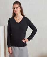 Women's v-neck knitted sweater — lifestyle