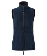 Women’s artisan fleece gilet — Navy/Brown