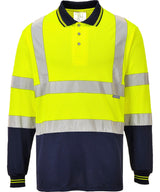 Two-tone long sleeve polo (S279) — lifestyle