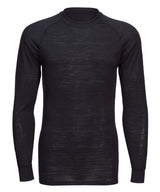 Merino wool crew neck long sleeve top — Black