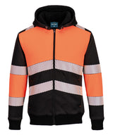 PW3 Hi-vis Class 1 winter hoodie (PW377) — Orange/Black