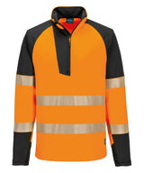 PW3 Hi-vis ¼-zip sweatshirt (T172) — Orange/Black