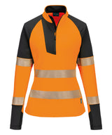 Women’s PW3 Hi-vis ¼-zip sweatshirt (T173) — Orange/Black