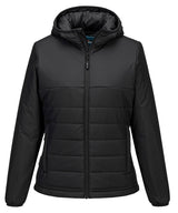 Women’s professional hooded insulated baffle jacket (S613) — Black