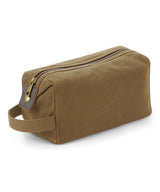 Heritage waxed canvas wash bag — Desert Sand
