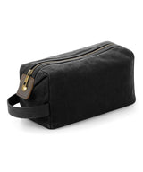 Heritage waxed canvas wash bag — lifestyle