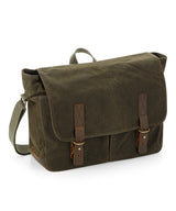 Heritage waxed canvas messenger — Olive Green